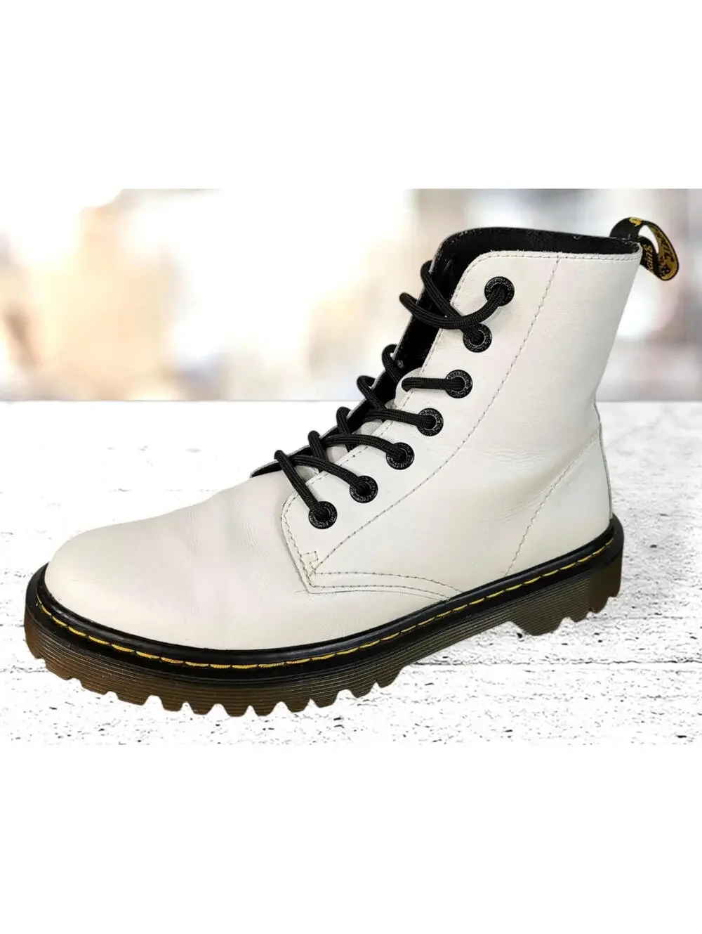 Dr. Martens Luana Combat Boots White Leather Lace Up Women's Size US 9L